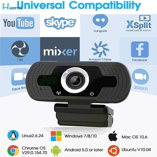 hotyin HD Webcam 1080P Con Micrófono , PC Portátil De Escritorio USB Webcams , Pro Streaming Cámara De Ordenador