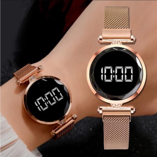 Reloj de cuarzo LED de lujo Digital con imán para mujer/relojes de vestir de acero inoxidable