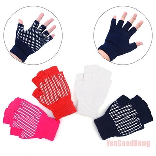 (YenGoodNeng) 1 par de guantes de entrenamiento de algodón antideslizantes de medio dedo para gimnasio, Fitness, Yoga, guantes