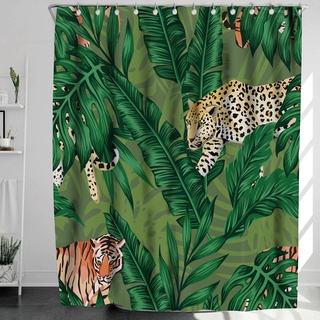 Verde follaje tigre leopardo poliéster baño Cortinas De estilo nórdico tela De alta calidad decoración del hogar Cortinas De Ducha