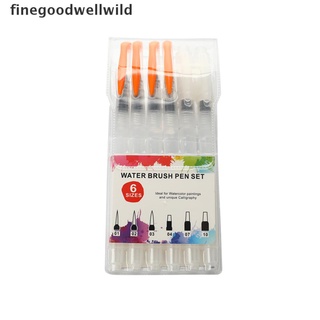 [finegoodwellwild] 6 pinceles de color de agua portátil cepillo de pintura suave acuarela pincel de tinta pluma nuevo stock