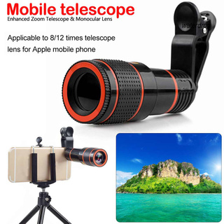 WD Universal 8X 12X Mobile Phone Camera Telephoto Lens External Telescope with Clip