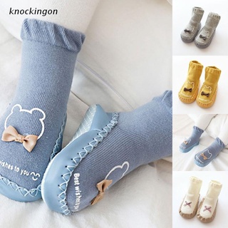 k.mx zapatillas de piso para bebé recién nacido con puños de dibujos animados oso bebé cálido antideslizante hosiery tubo corto calzado
