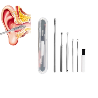 6Pcs/set Ear Wax Pickers Stainless Steel Earpick Wax Remover Curette Ear Pick Cleaner Ear Cleaner Spoon Care Ear Clean Tool (2)