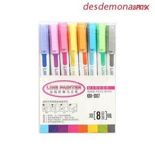 desdemona 8 pzs rotulador de doble línea de color/dibujo/marcador fluorescente