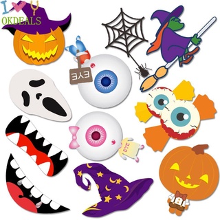 OKDEALS nueva herramienta de decoración divertida Halloween fotografía accesorios vacaciones utensilios de cara escudo foto fiesta suministros bandera de mano