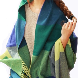 runmeifa 2019 marca de lujo de lana de invierno caliente mujeres bufanda a cuadros gruesa manta chales y envolturas bufandas para las mujeres de alta calidad