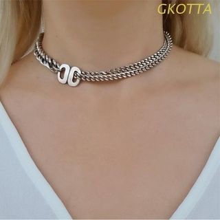 gkot - collar de cadena cubana para hombre y mujer, cadena de plata, hip hop y estilo fresco