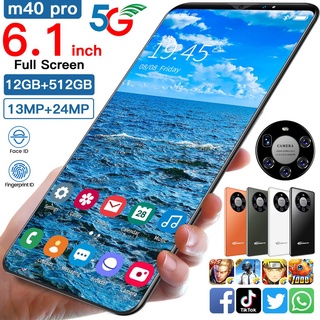 M40 Pro Smartphone 6.1 pulgadas 12GB RAM + 512GB ROM 4800mAh Batería Dual SIM ID de reconocimiento facial dual Teléfono móvil 5G