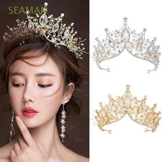 SEAMAN joyería de pelo cristal Tiara mujeres accesorios de pelo novia corona accesorios completo diamante moda coreana diadema novia boda Headwear/Multicolor