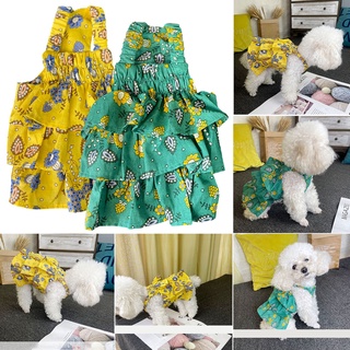 BLUELAS mascota ropa patrón de flores decoración suave perro correa princesa vestido para Teddy (6)