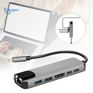 Jonowen USB-C Hub portátil multipuerto 6 en 1 tipo C adaptador con 4K HDMI compatible RJ45 Ethernet Lan para Nintendo Switch