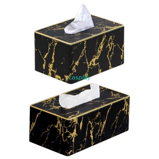 COS Leather Marble Tissue Box Desktop Paper Towel Holder Napkin Storage Container