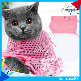 [SC] bolsa de lavado de gato antiarañazos de malla bolsa de baño para mascotas suministros de limpieza para baño