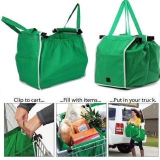 bolsas reutilizables de agarre de compras eco plegable carro tote supermercado clip al carrito