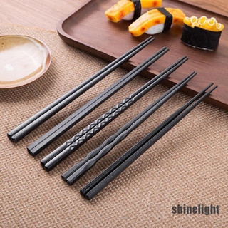 [shinelight] 1 par de palillos japoneses de aleación antideslizantes de Sushi Chop Sticks Set de regalo chino