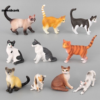 Moon_ PVC Cat Model Toy Farm Figurines Cat Cake Topper Toy Vivid Expression for Kids