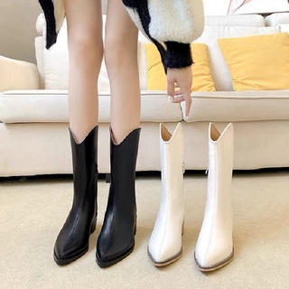 Botas mujer 2021 nuevas botas Martin gruesas con delgado en el oeste botas de vaquero de moda botas puntiagudas