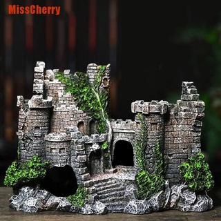 [MissCherry] Acuario antiguo castillo decoración resina construcción Artificial pecera pecera paisajismo