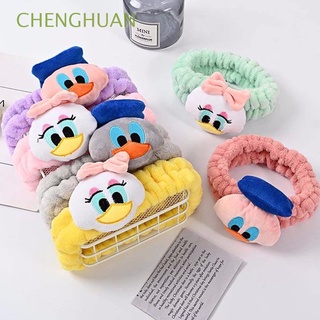 chenghuan lindo donald banda de pelo elástico aro de pelo lavado cara de lana de coral accesorios de pelo anime personaje pato muñeca suave protección turbante headwear