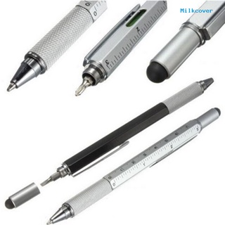 [Milkcover] 6 en 1 Multi-herramienta bolígrafo lápiz capacitivo nivel burbuja regla destornillador regalo (1)