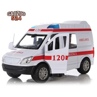 White Ambulance Vehicles Toys 1/32 Alloy Diecast Car el with Light&Sound Gift for Kids