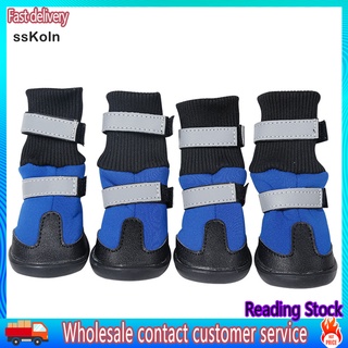 Ssk_ 4 pzs botas de nieve antideslizantes impermeables para invierno/Protector de pata de perro/suministros para mascotas