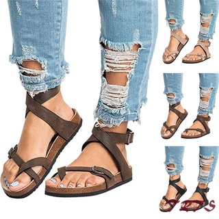 1 Pair Women Sandals Flat Ankle Buckle Anti-slip Breathable for Summer Beach
