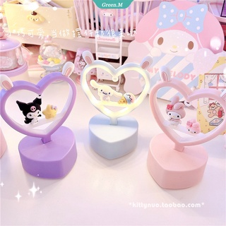 Sanrio Sueño Corazón Atmósfera Luz Mymelody Kuromi Mini Lámpara Decorativa De Escritorio Estudiante Lectura Kawaii Anime Niña Juguete [GM]