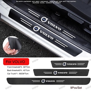 9 unids/Set coche de fibra de carbono umbral de protección pegatina tronco Anti-acero etiqueta engomada del umbral del coche tira para Volvo