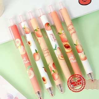 【Ready Stock】 Cute Peach Gel Pen Student Press 0.5mm Supplies Pen For Girl Office Kawaii S4I5 (1)