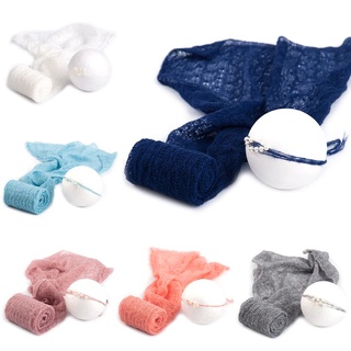 Omg* 2 unids/set bebé fotografía accesorios manta envolturas Stretch Knit Wrap foto recién nacido accesorios tocado