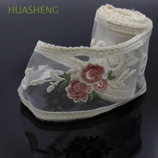 HUASHENG Bridal Lace Trims Dress Embroidered Lace Ribbon Tulle Wedding White Craft Water Soluble Decoration DIY