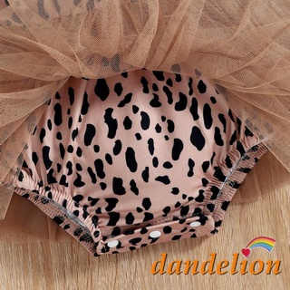 DANDELION-0-12months Baby Girl Summer Outfit, Leopard Print Tulle Flying-Sleeve One Piece Romper + Hairband (8)