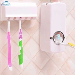 HD dispensador automático de pasta de dientes con 5 soporte para cepillo de dientes para baño, soporte de pared (3)