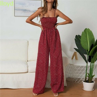 LLOYD1 Bandage Jumpsuit Ladies Romper Playsuit Strappy Holiday Sleeveless Wide Leg Summer Casual Beach Pants/Multicolor