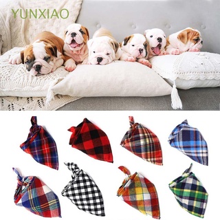 yunxiao moda diseño saliva toalla de algodón cuello bufanda perro collar bandana mascotas suministros cuadros suave ajustable triangular baberos pañuelo