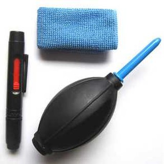 Kit de limpieza 3 en 1 juego de limpiador de lentes de lente pluma soplador de polvo Micro fibra lente lente de agua