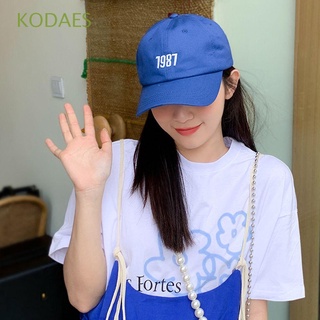 KODAES Versátil Gorra de béisbol para mujer Exterior Número 1987 Sombrero de sol coreano Algodón Bordado Color sólido Para los hombres De moda Casual Gorras deportivas/Multicolor