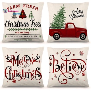 fundas de almohada de navidad para casa de campo, fundas de almohada de lino rústico, para decoraciones navideñas