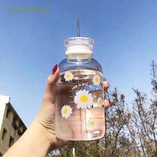 JUSTIN01 Portátil Botellas de vidrio Prueba de fugas Taza para beber Botella de agua Vidrio Mate Creativo con pajitas Transparente Taza de agua Vaso