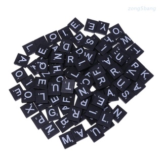 Zong 100 pzs azulejos de madera del alfabeto letras negras para manualidades adornos de madera (1)