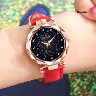 Beautifullife - reloj de pulsera de cuarzo con correa de cuero sintético, diseño de diamantes de imitación