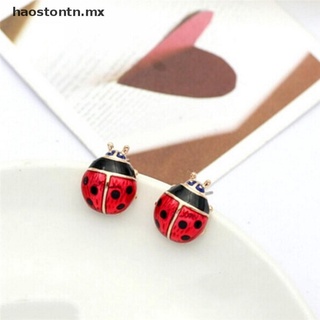 【haostontn】 Cute Insert Earrings Exquisite Paint Stud Earrings Red Oil Ladybug Ear Studs [MX]