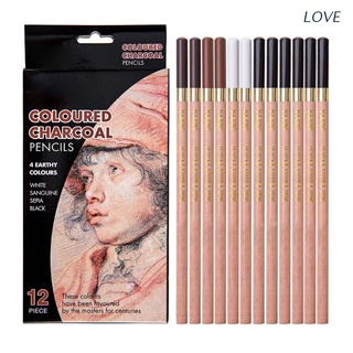 Love 12 pzas/caja De lápices De madera Pastel De carbón Pastel Para dibujar/manualidades