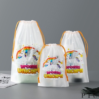 arco iris unicornio cordón bolsa de plástico pe bolsa de embalaje de viaje de almacenamiento para ropa interior calcetines toallas