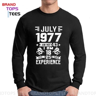 vintage nacido en julio 1977 camiseta de los hombres nacidos en 1977 camisetas retro padre acción de gracias regalo de cumpleaños de manga larga camiseta