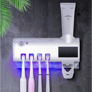 Dispensador de pasta de dientes y porta cepillos con esterilizador inteligente de luz UV (2)
