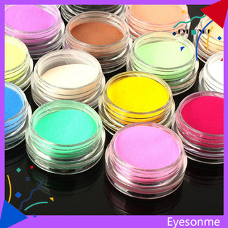 ESM 12 Mixed Colors Acrylic Nail Art Tips UV Gel Powder Dust 3D DIY Decoration Set