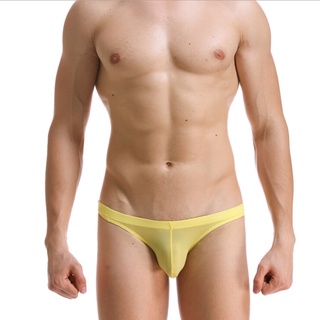 [Attractivefinered] Men's Ice Silk Underwear Briefs Ultra thin Transparent Thong Low Rise Underpant (2)
